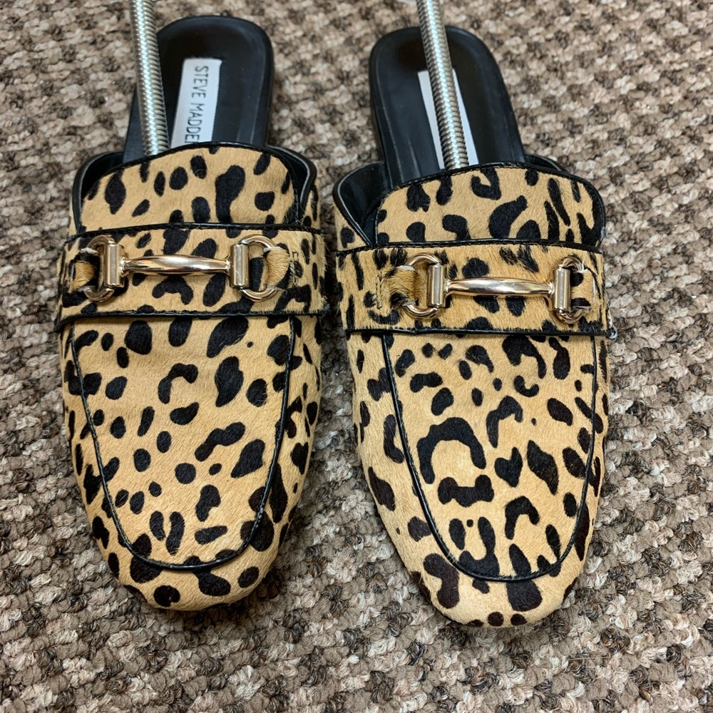 Steve Madden Leopard open back slip on womens